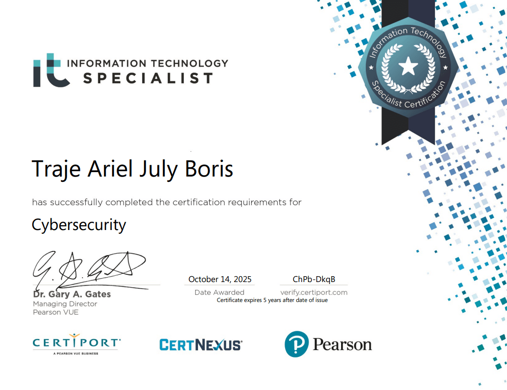 Cybersecurity Essentials certificate